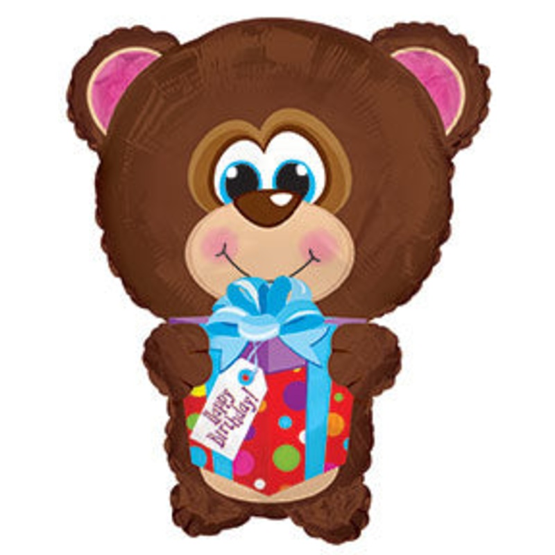22" Happy Birthday Day Bear Shape Packaged Balloon