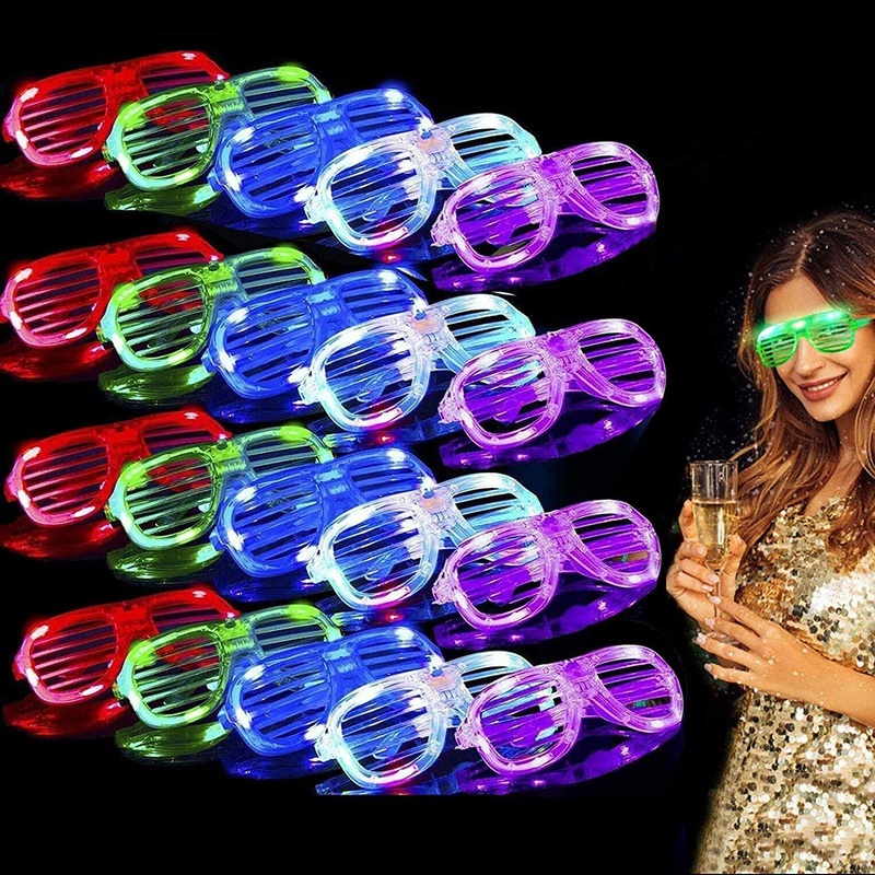 30 Pack LED Glasses, 5 Color Light Up Glasses Shutter Shades Glow Sticks Glasses Glow in The Dark July 4Th Party Supplies