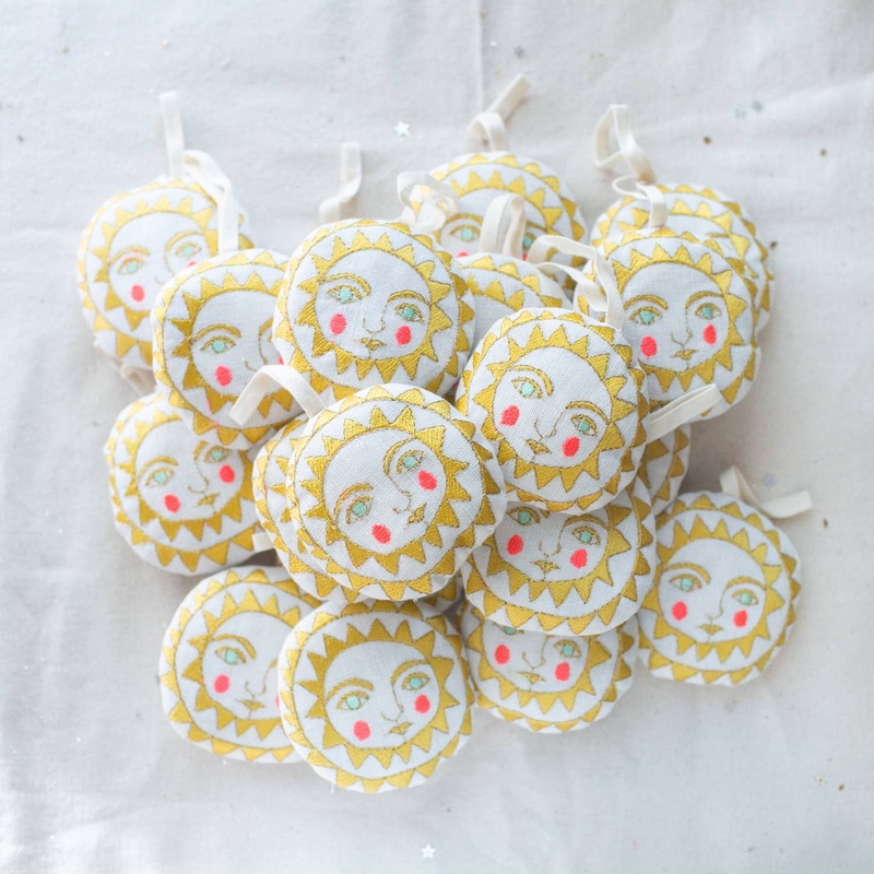 Bright Neon Sun Cotton & Lavender-Filled Ornament