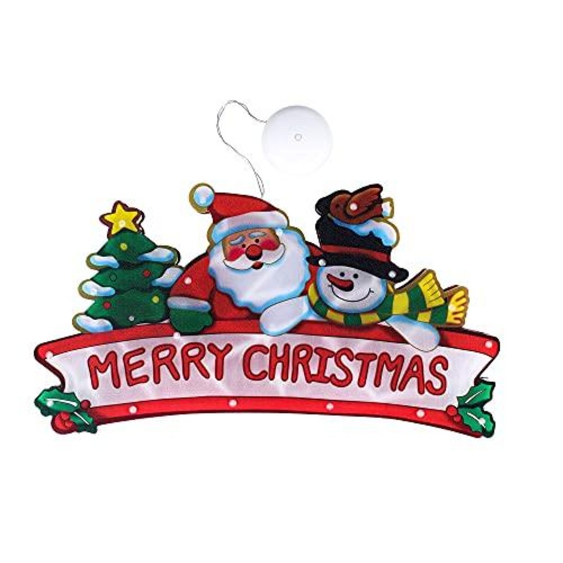 Christmas LED String Light Festival Decoration Xmas Tree Snowman Santa Claus Decorations Lights 3D Hanging for Indoor Windows Wall Door Decor
