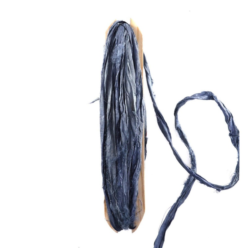 Cornflower Blue Recycled Silk Ribbon