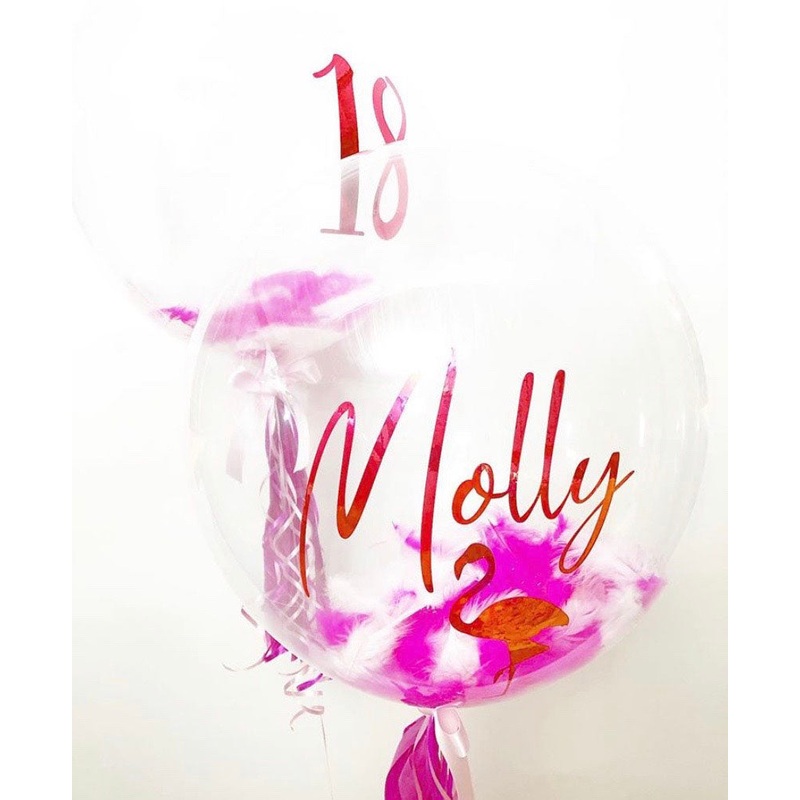 Feather Filled Clear Bubble with Vinyl Personalisation