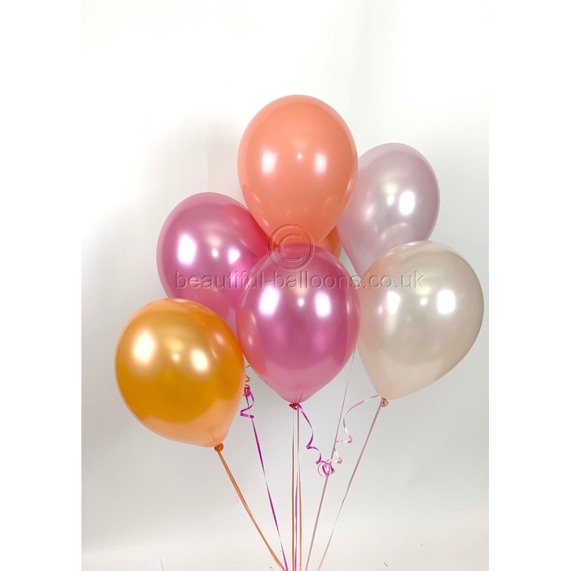 Flamingo Pink Shade Range Pearlised Latex Balloons (Helium Quality) UNFILLED