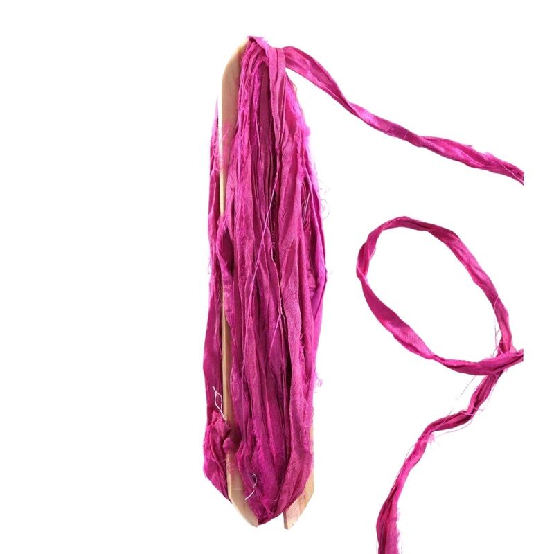 Fuschia Recycled Silk Ribbon