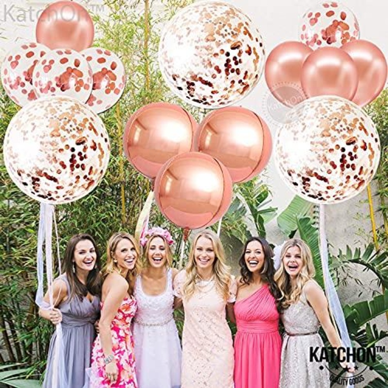 Giant 36 Inch Rose Gold Confetti Balloons - Pack of 21 | Rose Gold Foil Balloons for Rose Gold Balloon Garland Kit | Metallic Rose Gold Balloons for Birthday, Bachelorette, Bridal Shower Decorations