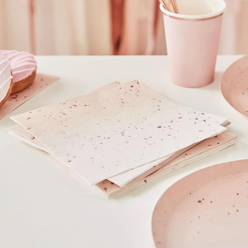 Ginger Ray Ombre Rose Gold Foiled Napkins - 16 Pkt