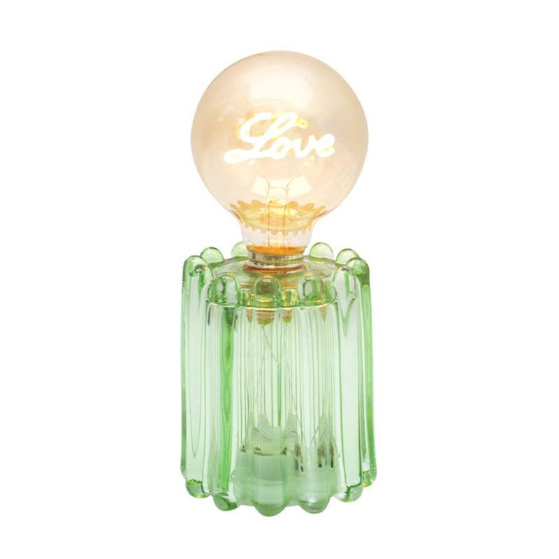 Glass LED Lamp Green Love 20cm