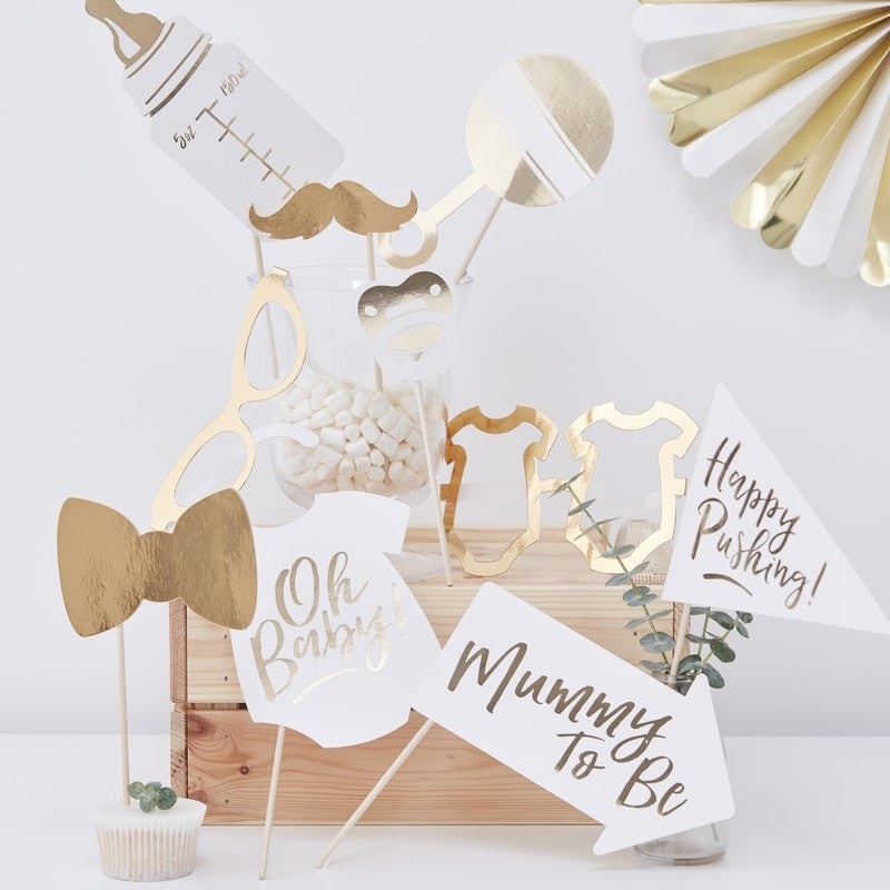 Gold Foiled Photo Booth Props - Oh Baby!