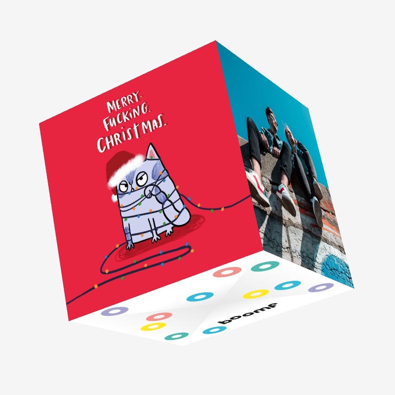 Grumpy Cat And Tangled Lights Christmas Confetti-exploding Greetings Card