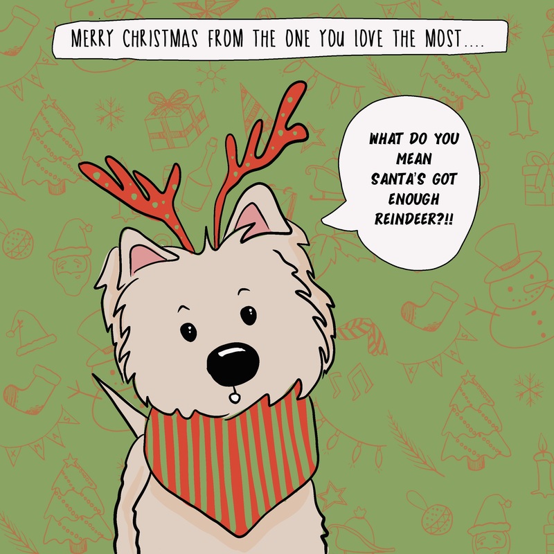 Merry Christmas Puzzled Westie Card