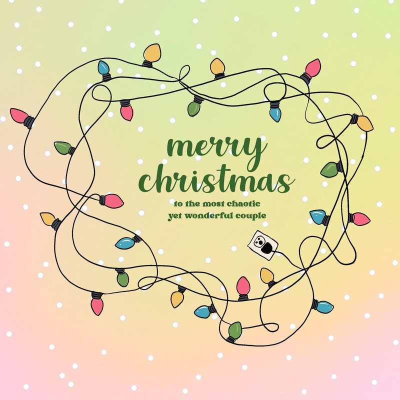 Merry Christmas Wonderful Couple Tangled Christmas Lights Card