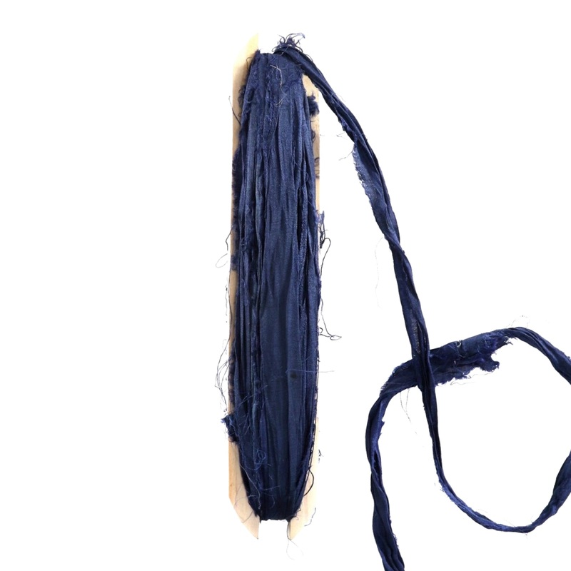 Navy Recycled Silk Ribbon