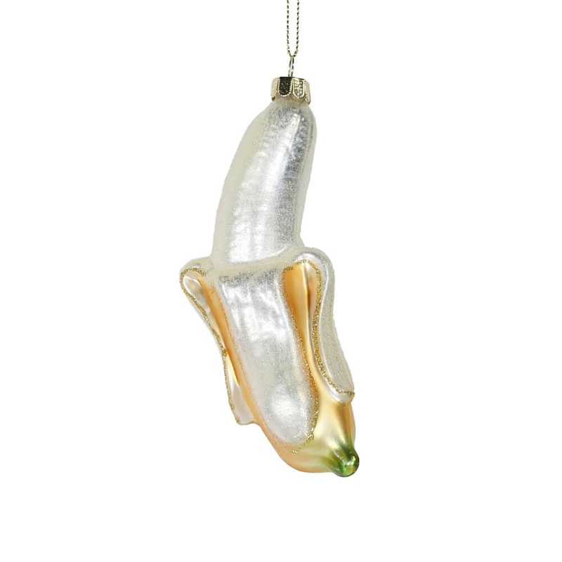 Peeled Banana Glass Ornament 6"