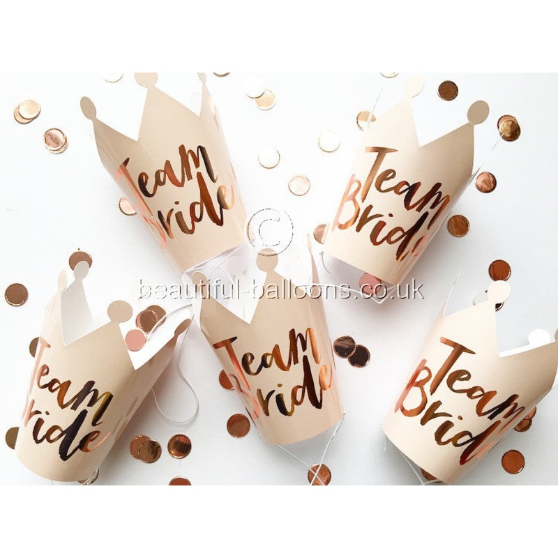 Pink And Rose Gold Foiled Team Bride Party Crowns