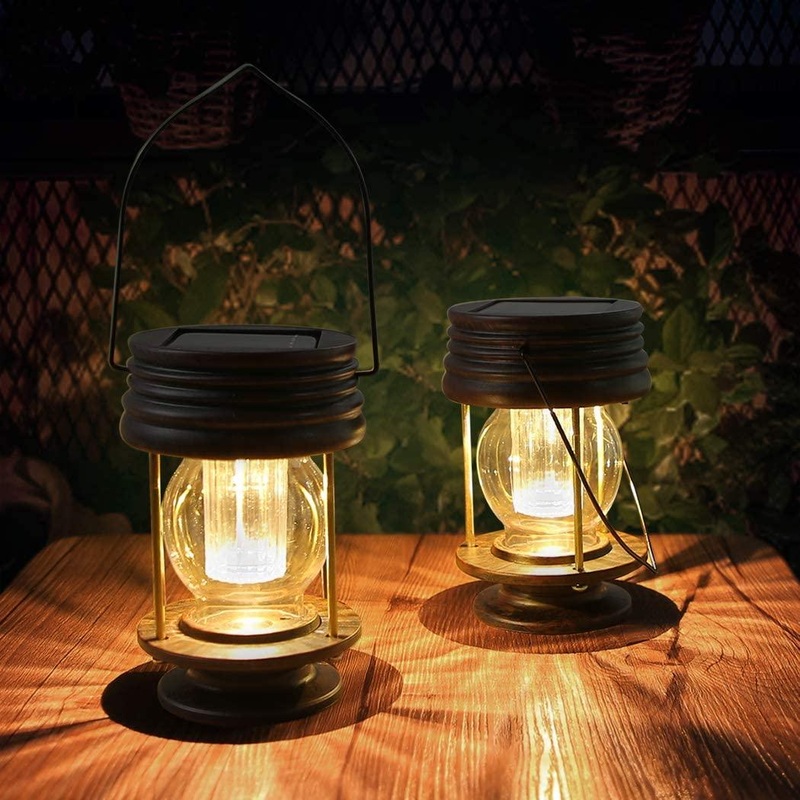 Solar Lantern - Hanging Solar Lights Outdoor - 2 Pack Solar Powered Waterproof Led Lanterns Vintage Design for Landscape,Yard,Garden