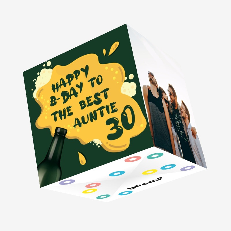Spilled Beer Happy 30th Birthday Auntie Confetti-exploding Greetings Card