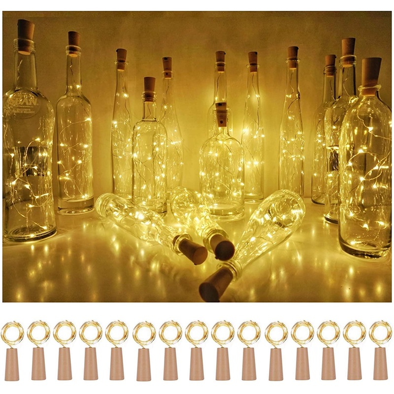 Wine Bottle Cork Lights 10 Pack 10 LED/ 40 Inches Battery Operated Cork Shape Copper Wire Colorful Fairy Mini String Lights