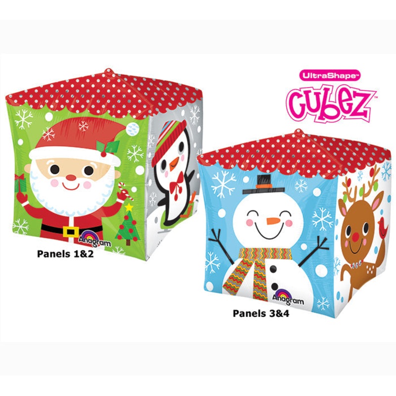 15" Cubez Holiday Characters Balloon Packaged