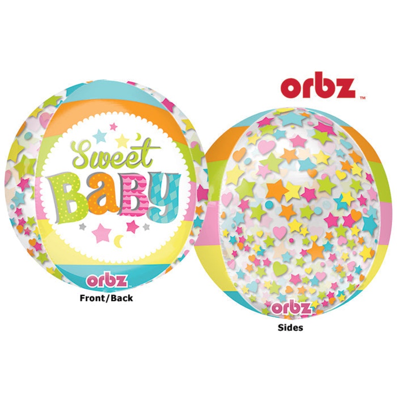 16" Orbz Multi-Film Sweet Baby Moon Balloon Packaged