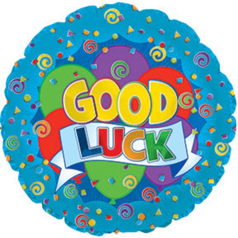 17" Good Luck Blue Many Balloons Packaged