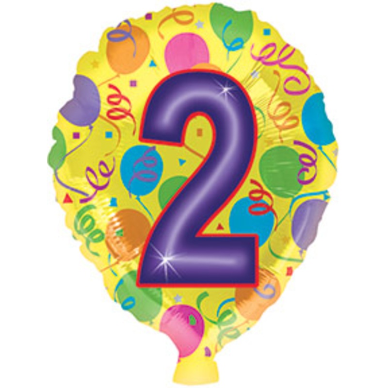 17" Number Shaped "2" Packaged Balloon