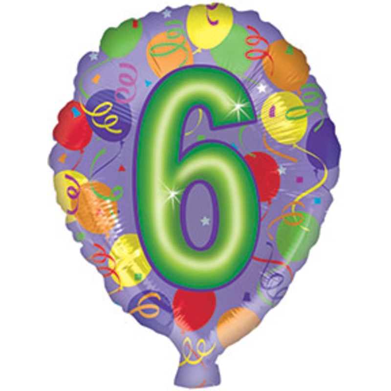 17" Number Shaped "6" Packaged Balloon