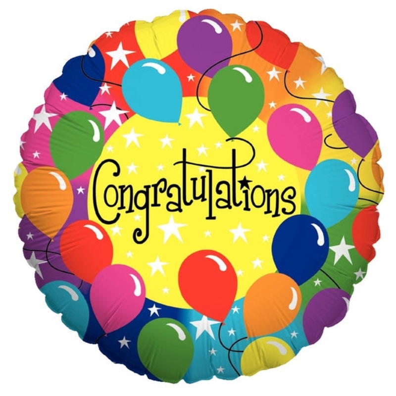 18" Balloon Packaged Congratulations Rainbow