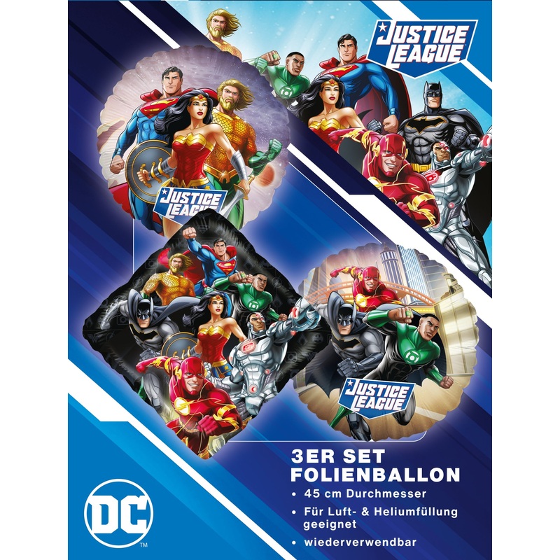 18" Foil Balloon Justice League (3 Pack of Balloons)