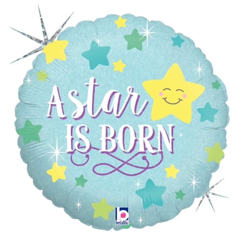 18" Holographic Packaged A Star Is Born - Boy Balloon