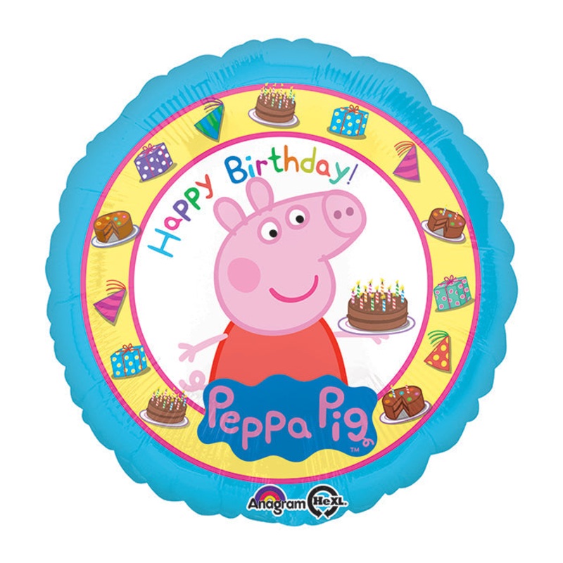 18" Peppa Pig Happy Birthday Balloon Packaged