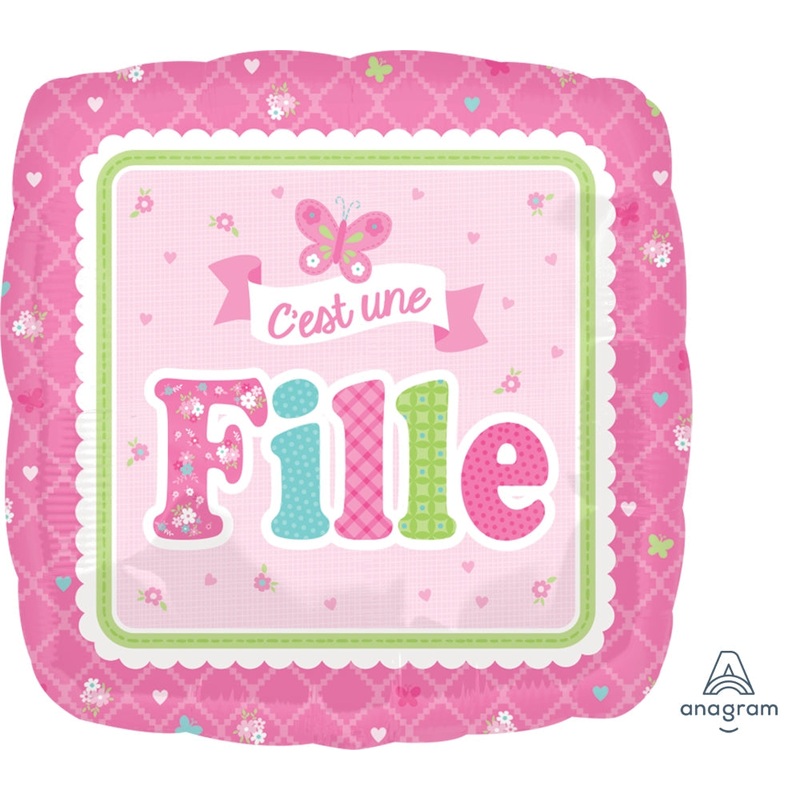 18" Welcome C'est Une fille Balloon Packaged