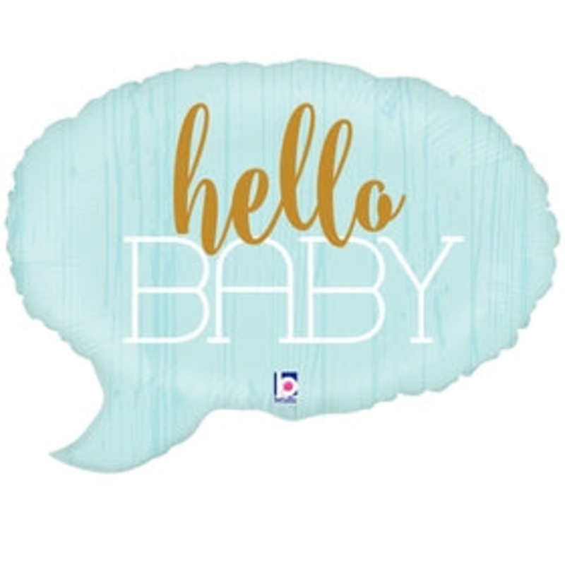24" Foil Shape Packaged Hello Baby - Blue Foil Balloon