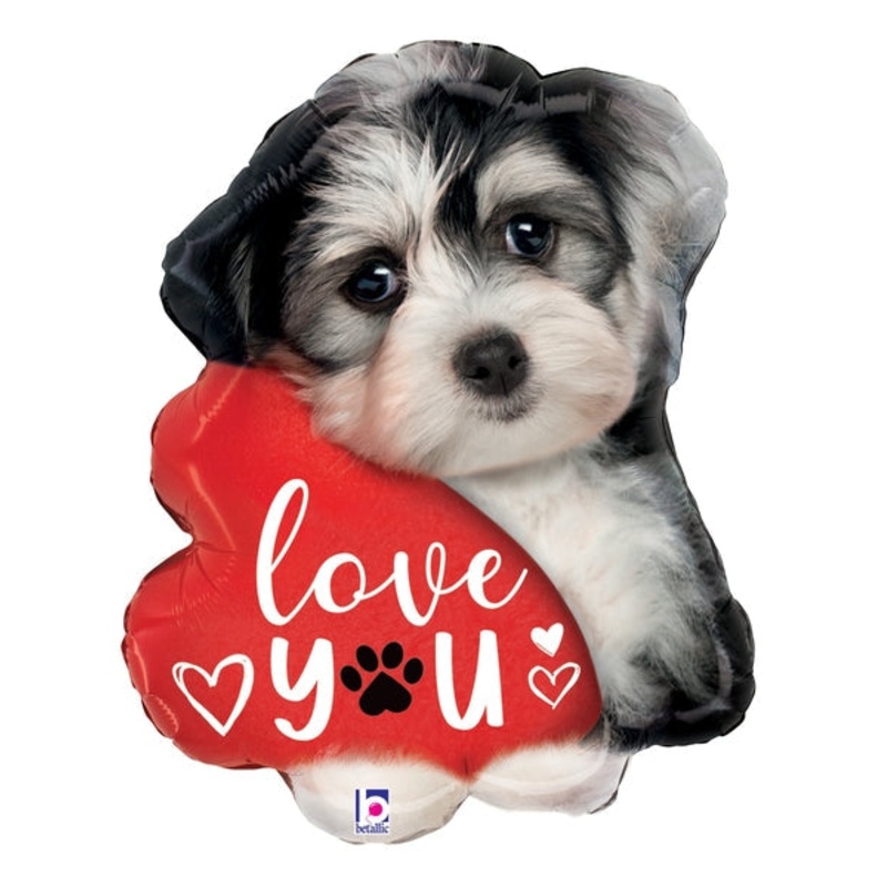 24" Foil Shape Packaged Love You Puppy Foil Balloon