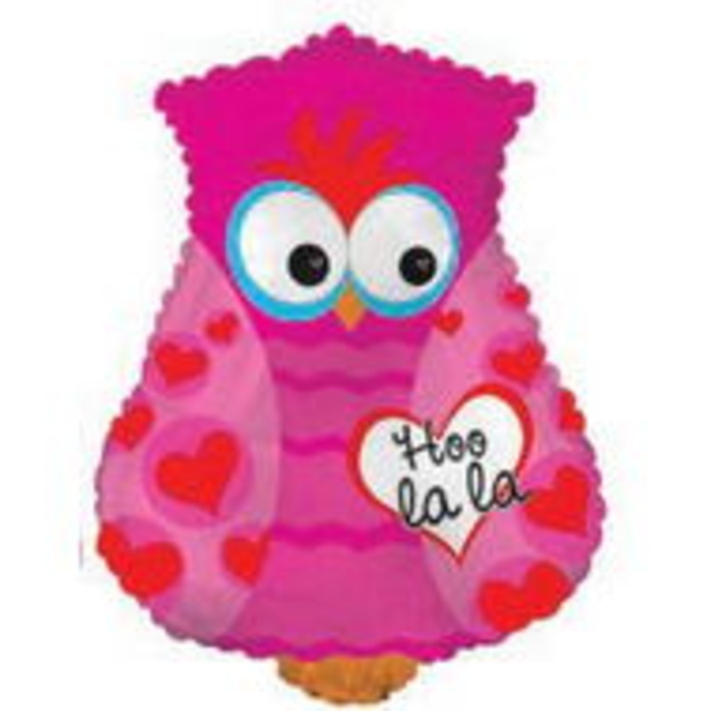 24" Hoo La La Owl Balloon Shape Pink Packaged