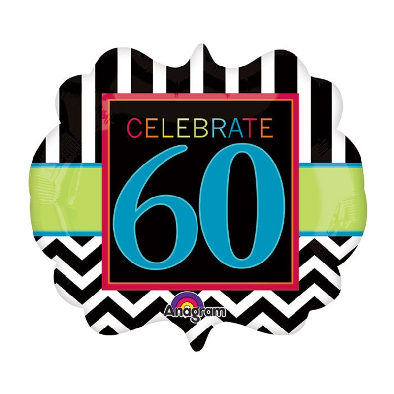 25" SuperShape Birthday Celebration 60 Balloon Packaged