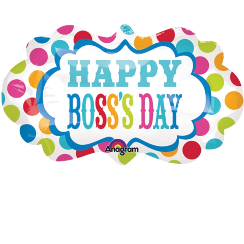 27" SuperShape Boss's Day Dots Marquee Balloon Packaged