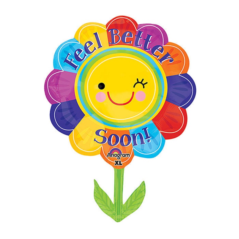 29" SuperShape Feel Better Flower Balloon Packaged