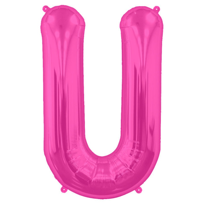 34" Northstar Brand Packaged Letter U - Magenta Foil Balloon