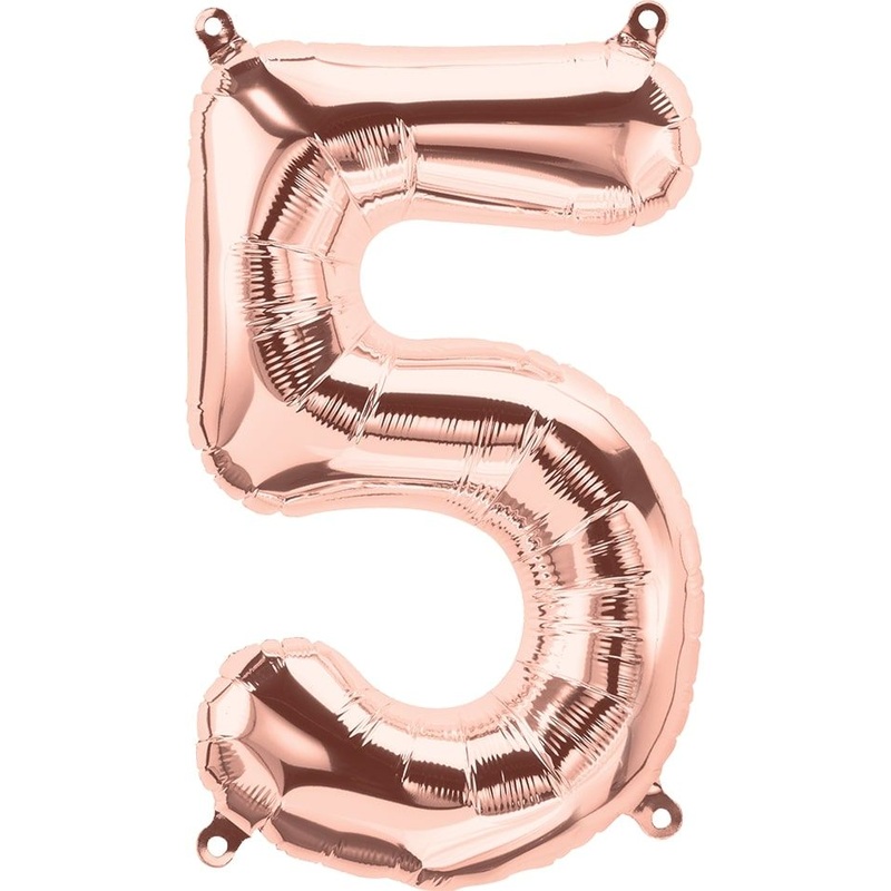 34" Northstar Brand Packaged Number 5 - Rose Gold Balloon