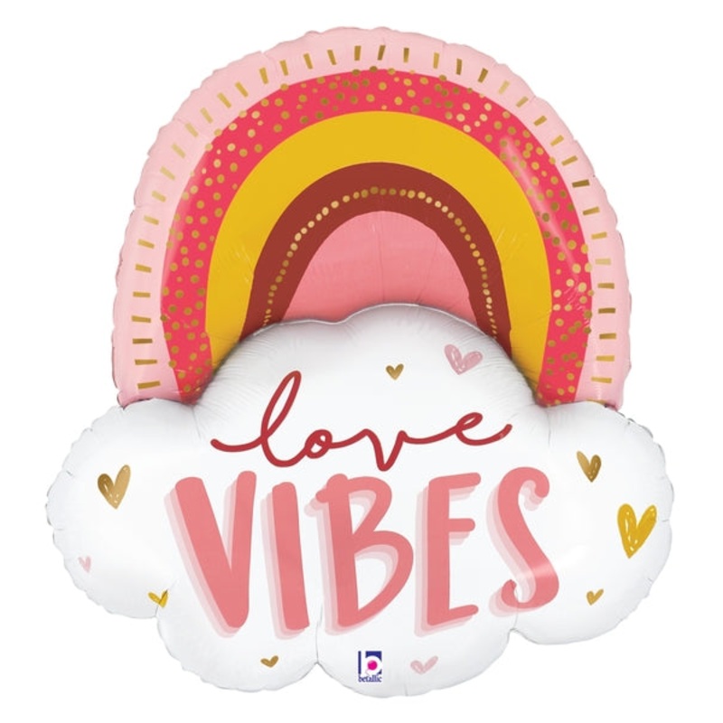 35" Jumbo Balloon Packaged Boho Love Vibes Rainbow Foil Balloon