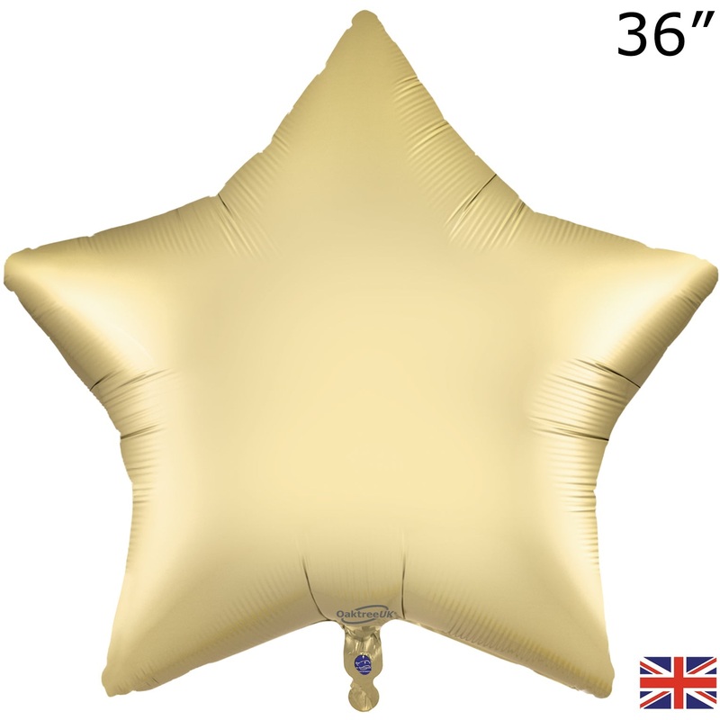 36" Pure Gold Star Packaged Oaktree Brand Mylar/Foil Balloon