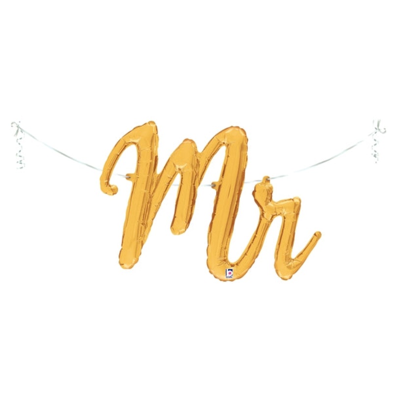 39" Air Filled Only Mr. Script Foil Balloon