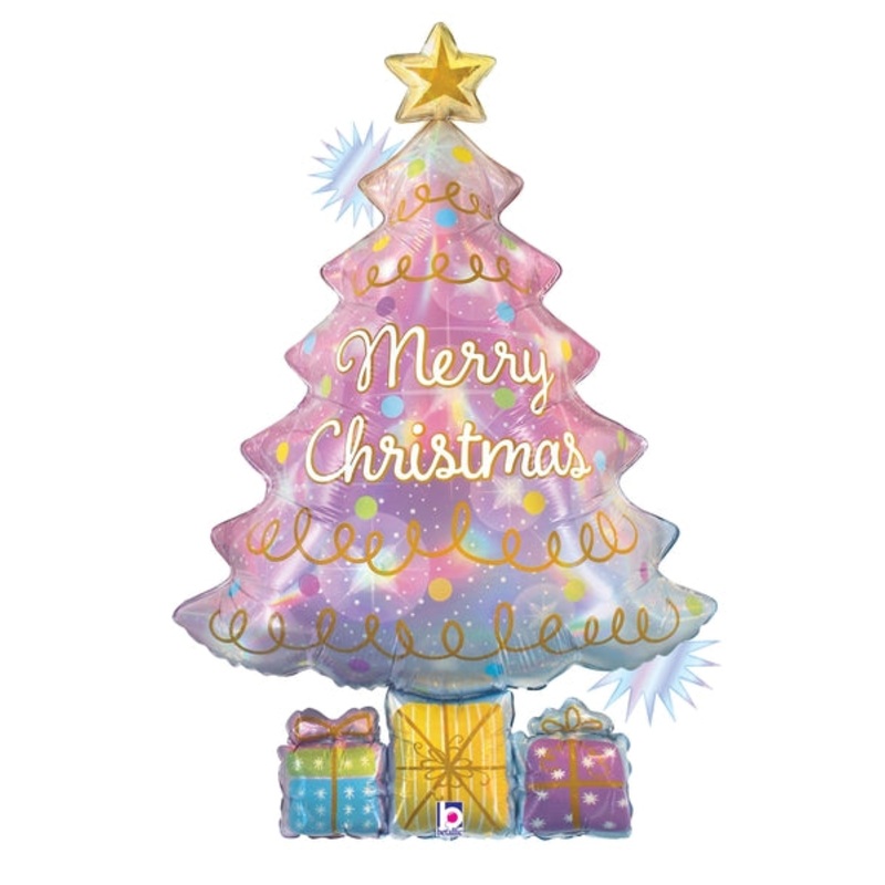 39" Jumbo Balloon Holographic Packaged Opal Christmas Tree Foil Balloon