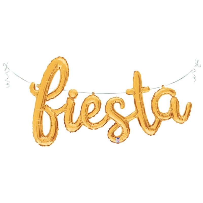 53" Air Filled Only Fiesta Script - Gold Foil Balloon