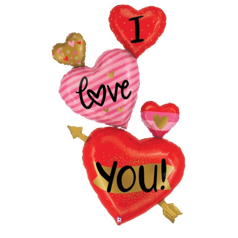 65" Foil Shape Packaged Special Delivery I Love You Hearts Foil Balloon
