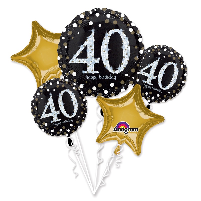 Bouquet Sparkling Birthday 40 Balloon Packaged