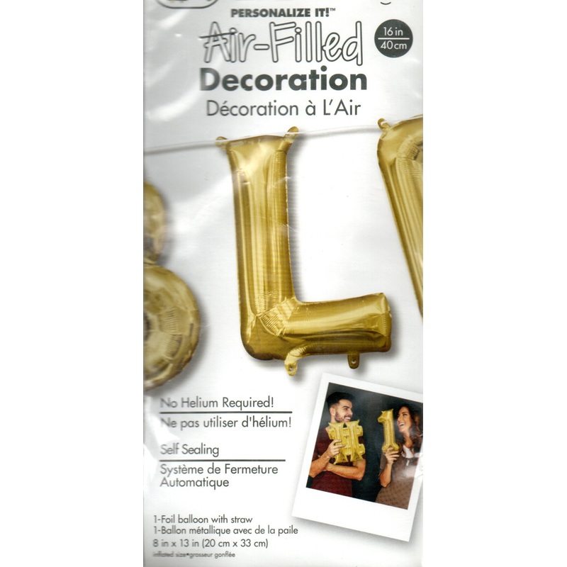 16inch Letter L Gold NON FLYING Air-Filled Only