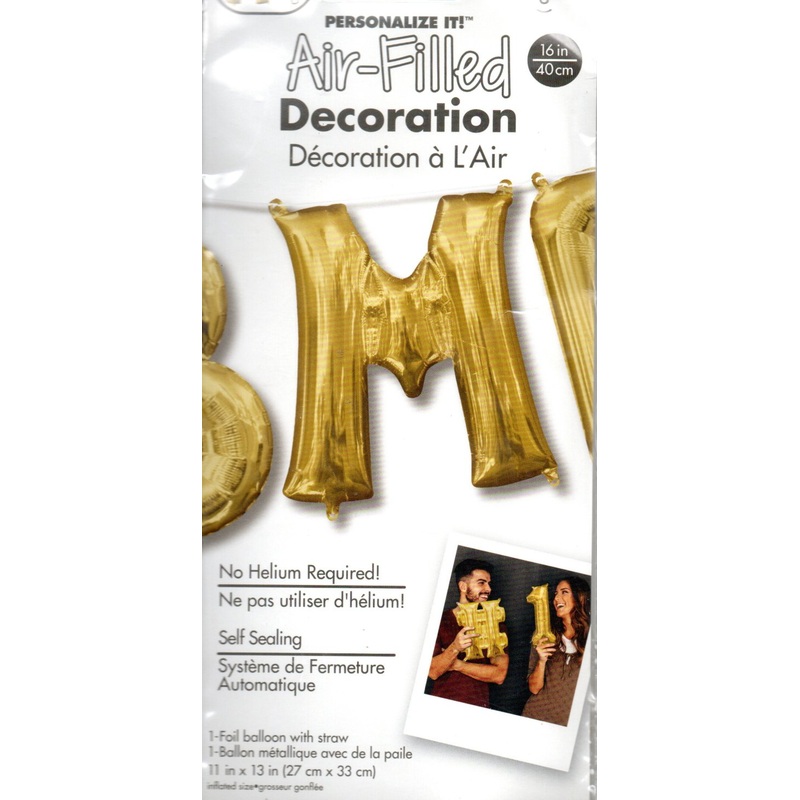 16inch Letter M Gold NON FLYING Air-Filled Only