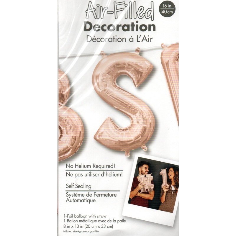 16inch Letter S Rose Gold - NON FLYING  Air-Filled Only