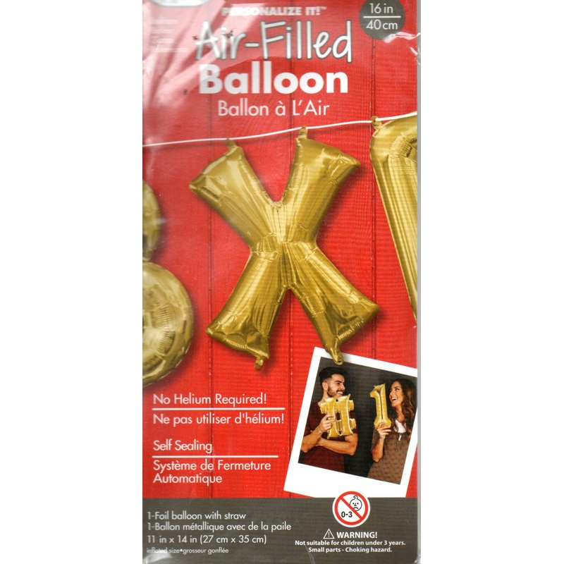 16inch Letter X Gold NON FLYING Air-Filled Only